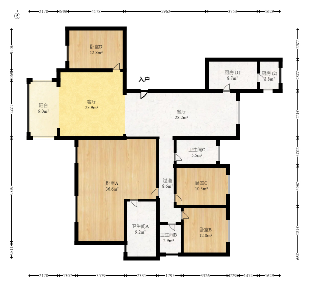 中建梅溪湖中心  4室2厅3卫   450.00万室内图1