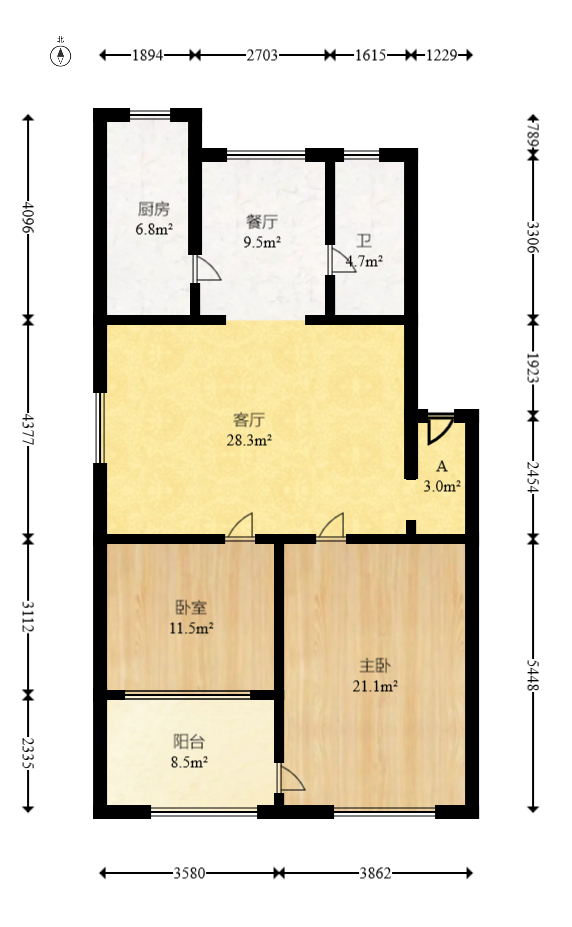 向韶村  3室1厅1卫   62.00万室内图1