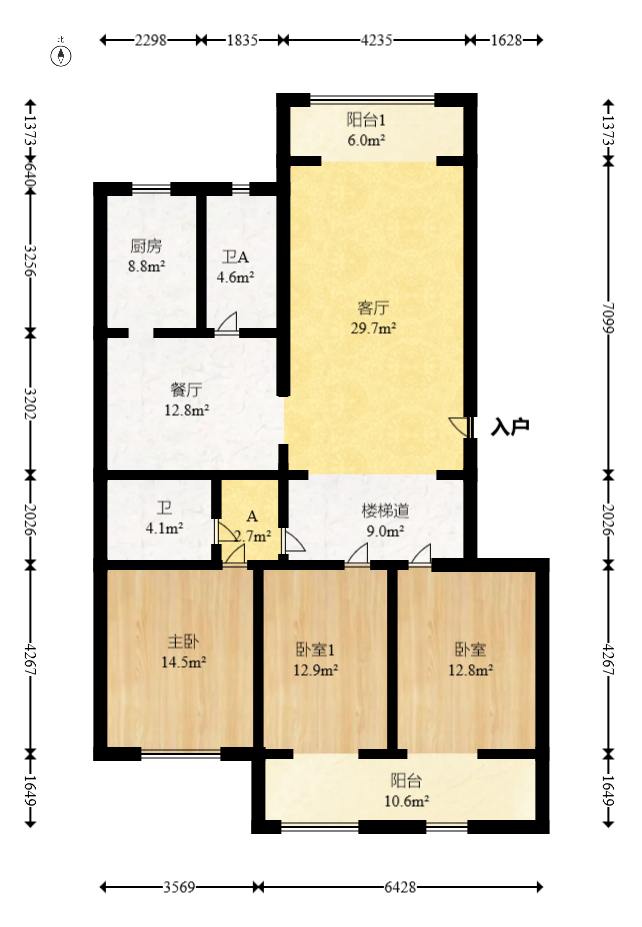 雍景园  3室2厅2卫   139.80万室内图1