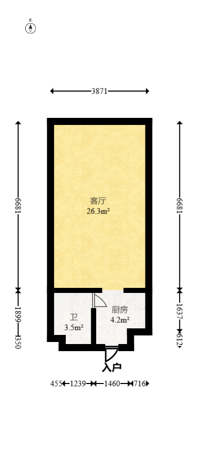 凯通国际城（凯通朝庭）  1室1厅1卫   44.00万室内图1