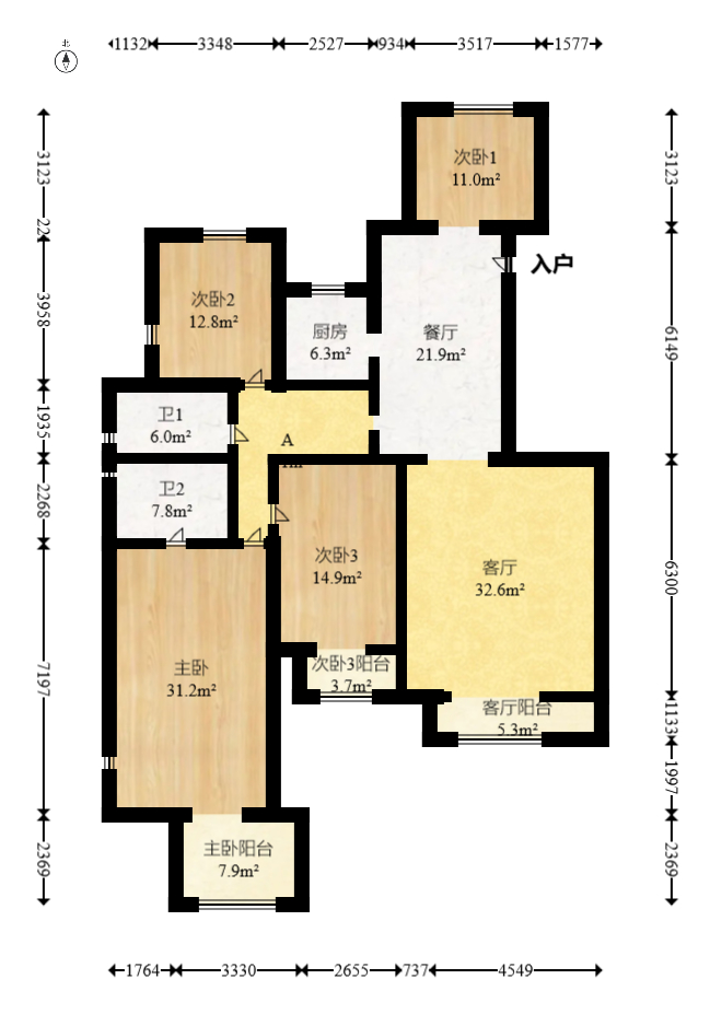 星湖湾一期洋房 4室2厅2卫 245.0万 星湖湾一期洋房 4室2厅2卫 245.0万户型图