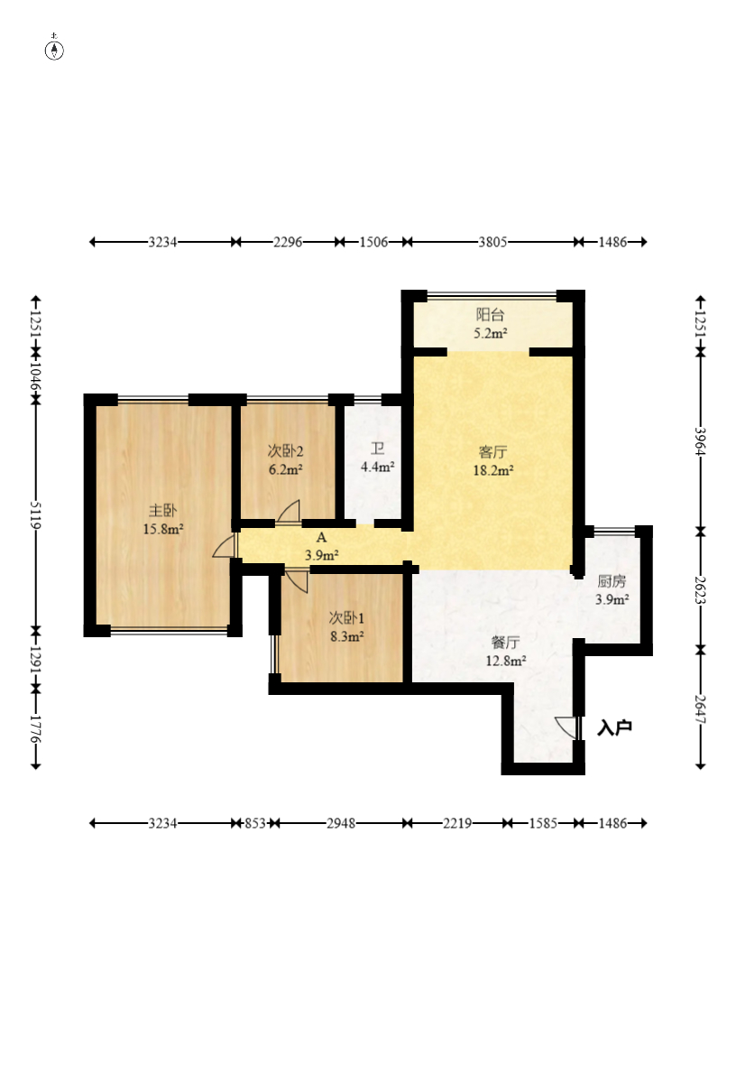 泊林晶城  3室2厅1卫    76.8万 泊林晶城  3室2厅1卫    76.8万户型图