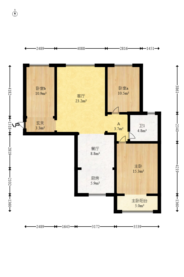 可可小城（麓谷可可小城)  3室2厅1卫   79.00万室内图1