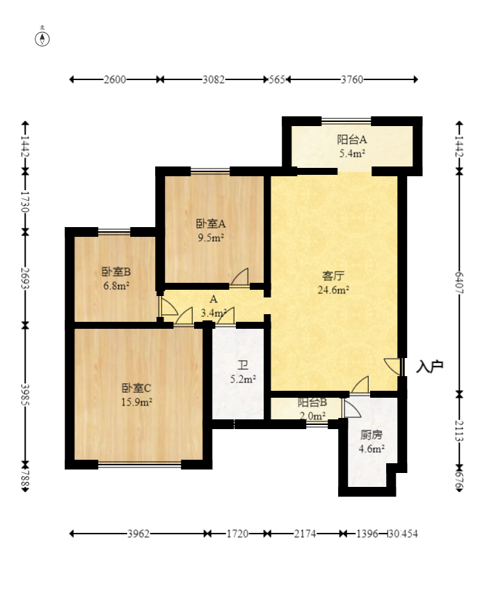 恒大雅苑  3室2廳1衛(wèi)    96.0萬室內(nèi)圖1