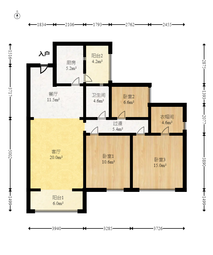 勤诚达境界城 3室2厅2卫 96.0万 勤诚达境界城 3室2厅2卫 96.0万户型图