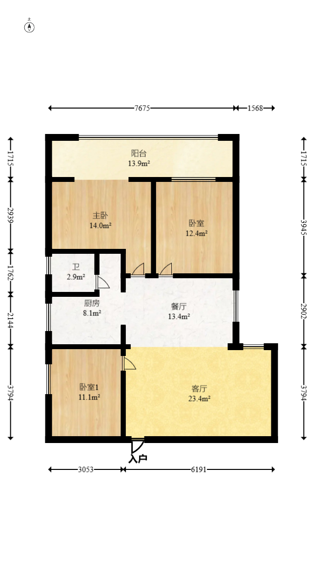 富华大厦  3室2厅1卫    112.0万室内图1