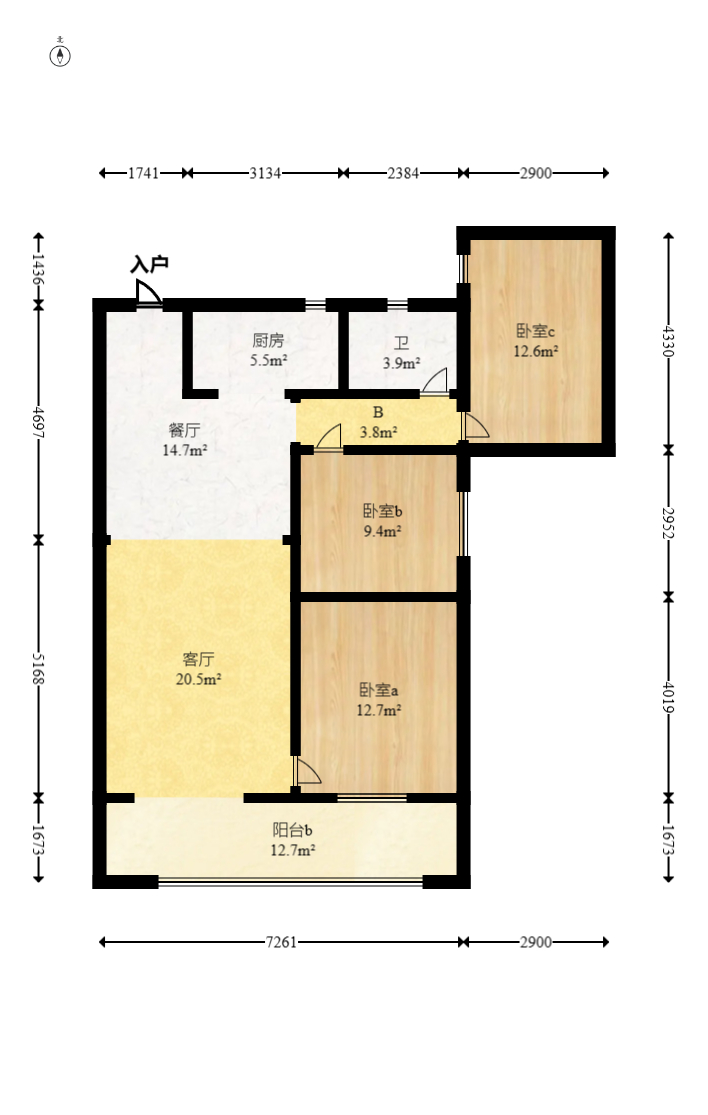 新华联梦想城 3室2厅1卫 82.0万 新华联梦想城 3室2厅1卫 82.0万户型图