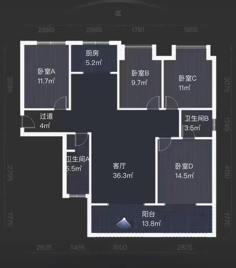 玫瑰御园  4室2厅2卫   86.00万