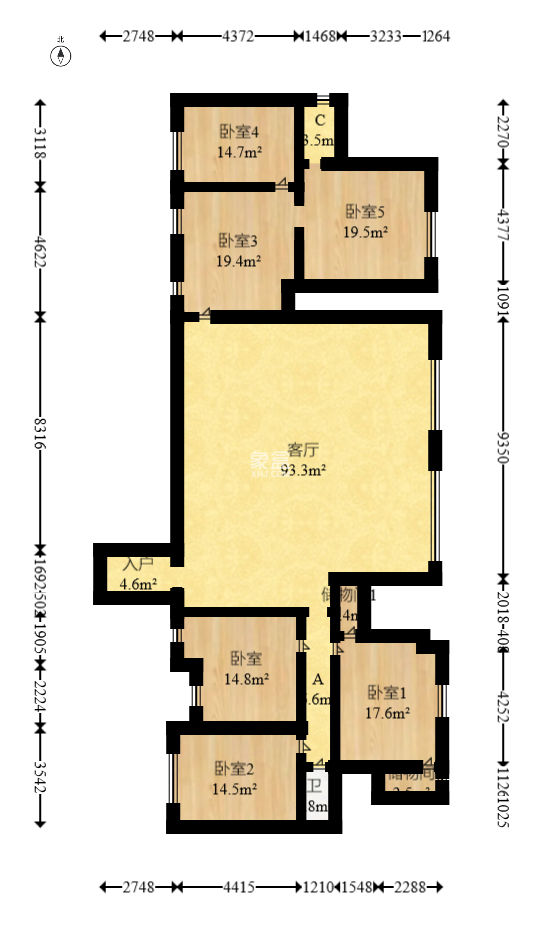 瑞丰家园  3室2厅2卫   137.00万