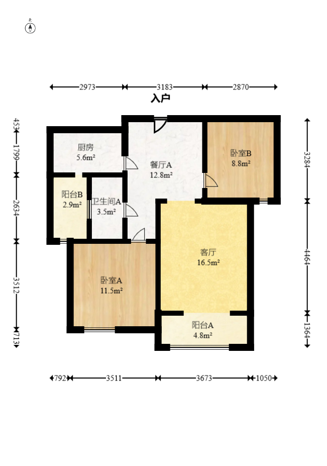五矿万境水岸一期(万境水岸嘉苑) 2室2厅1卫 78.8万 五矿万境水岸一期(万境水岸嘉苑) 2室2厅1卫 78.8万户型图