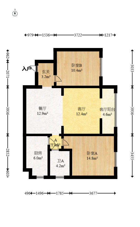 谷山乐园  2室2厅1卫   68.00万室内图1