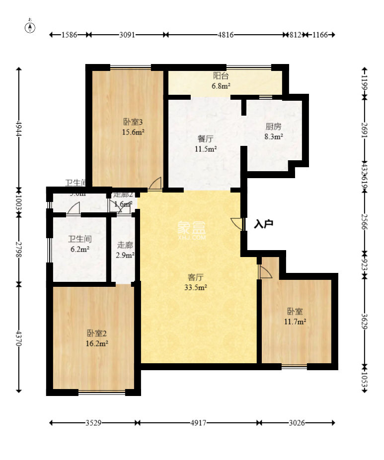 中房瑞致国际  3室2厅2卫   154.00万