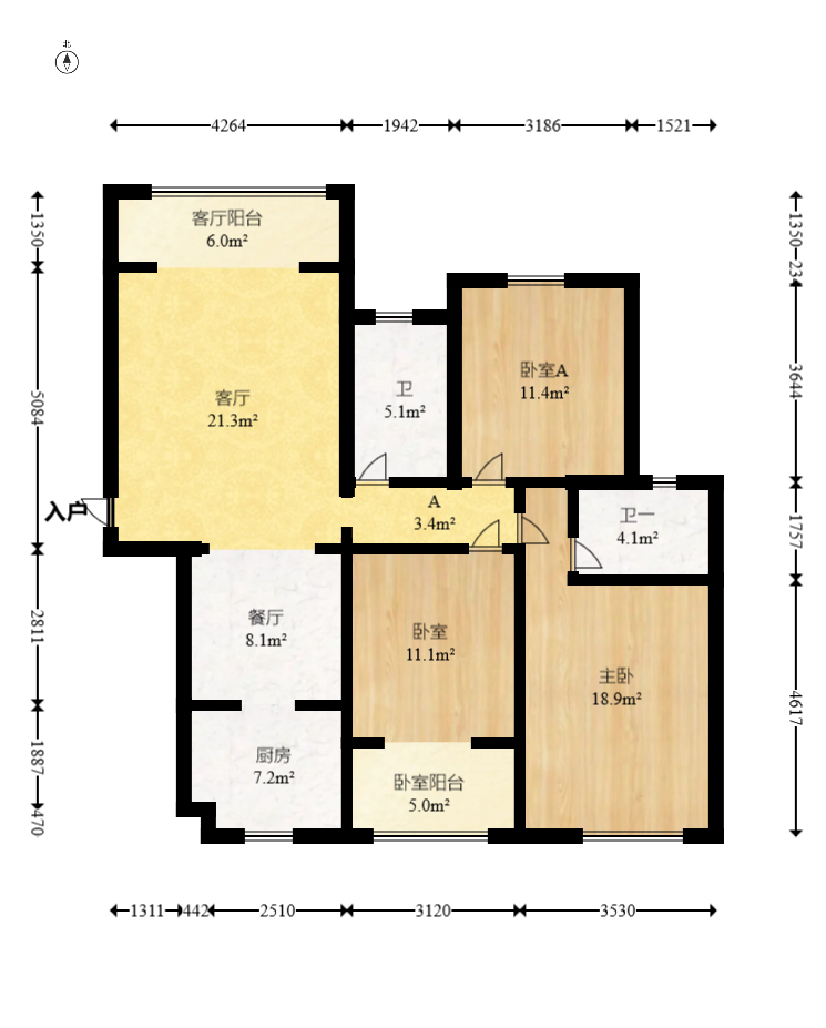 恒广国际景园一二区 3室2厅2卫 101.0万 恒广国际景园一二区 3室2厅2卫 101.0万户型图