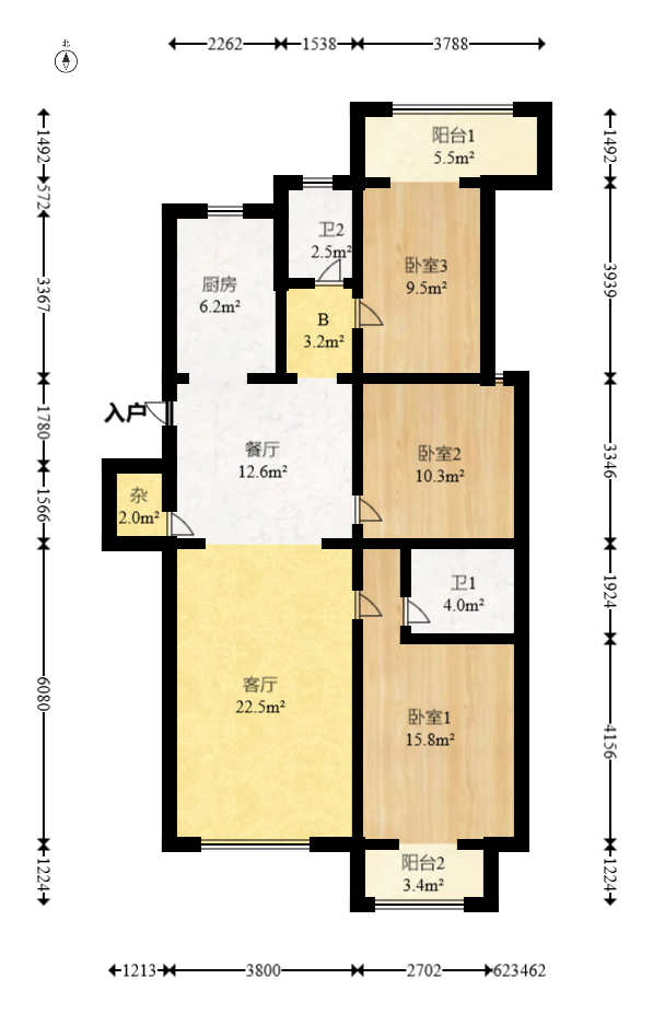 德馨园 3室2厅2卫 54.0万 德馨园 3室2厅2卫 54.0万户型图