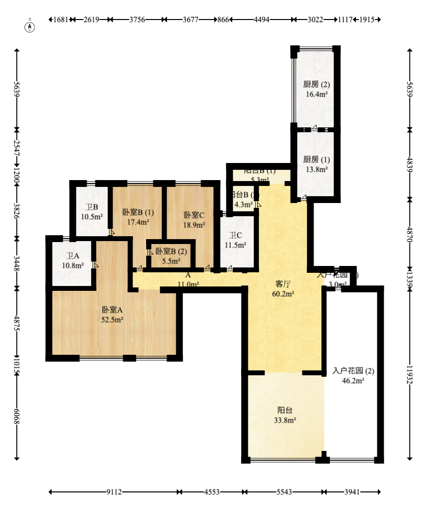 中建梅溪湖中心  4室2厅2卫   580.00万室内图1