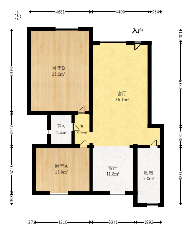 万科魅力之城  3室2厅1卫   187.80万室内图1