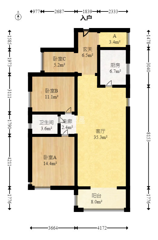 華電湘苑  3室2廳1衛(wèi)   108.00萬