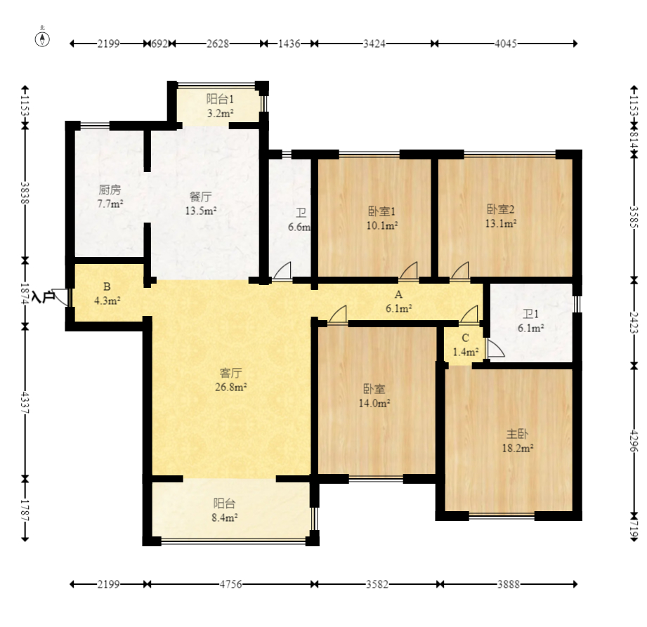 运达锦绣广场  4室2厅2卫    200.0万室内图1