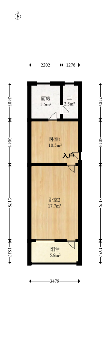 桂花二村  1室1厅1卫   27.00万室内图1