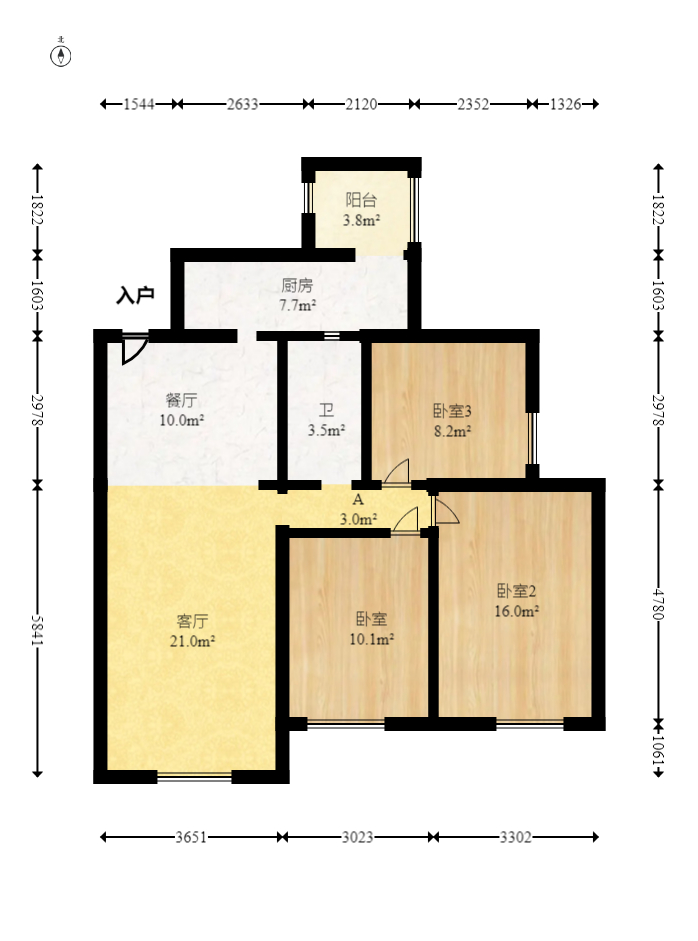 天麓尚层 3室2厅1卫 65.0万 天麓尚层 3室2厅1卫 65.0万户型图