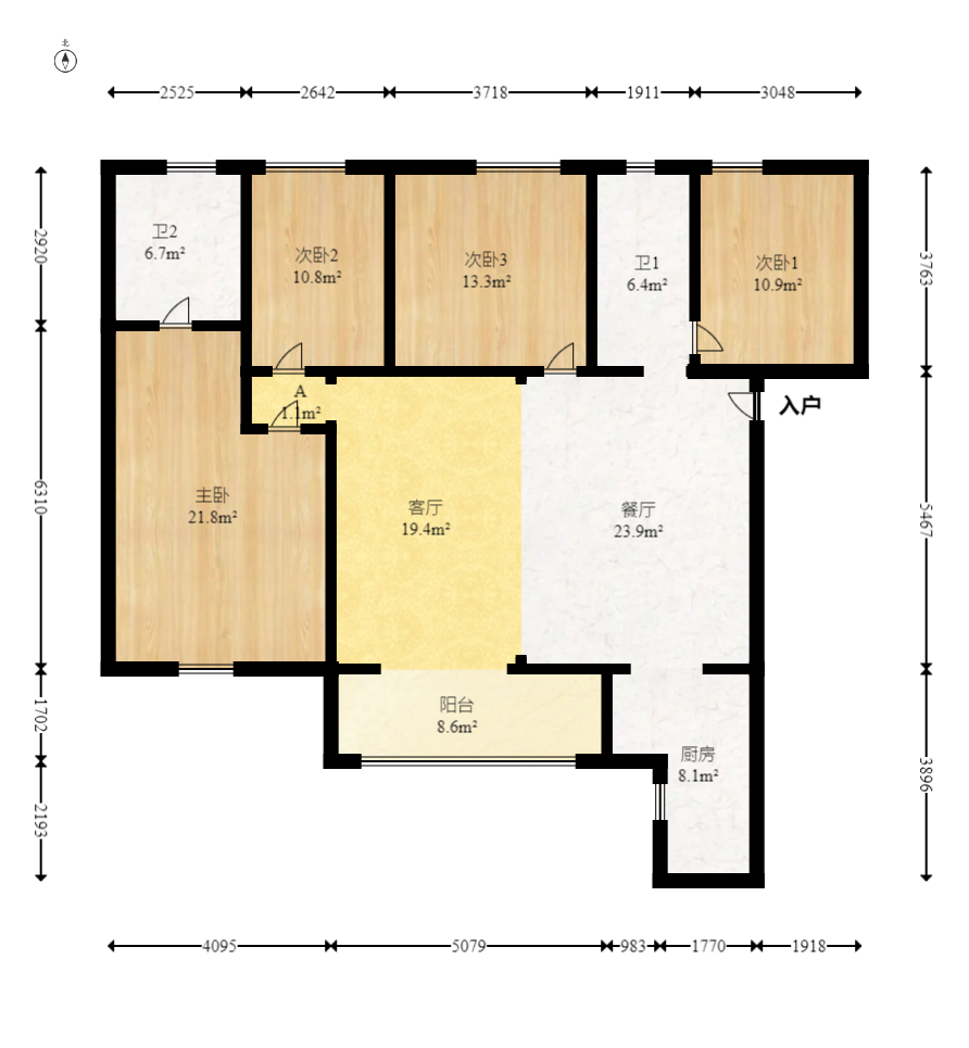 北辰三角洲C2区  4室2厅2卫   247.00万室内图1