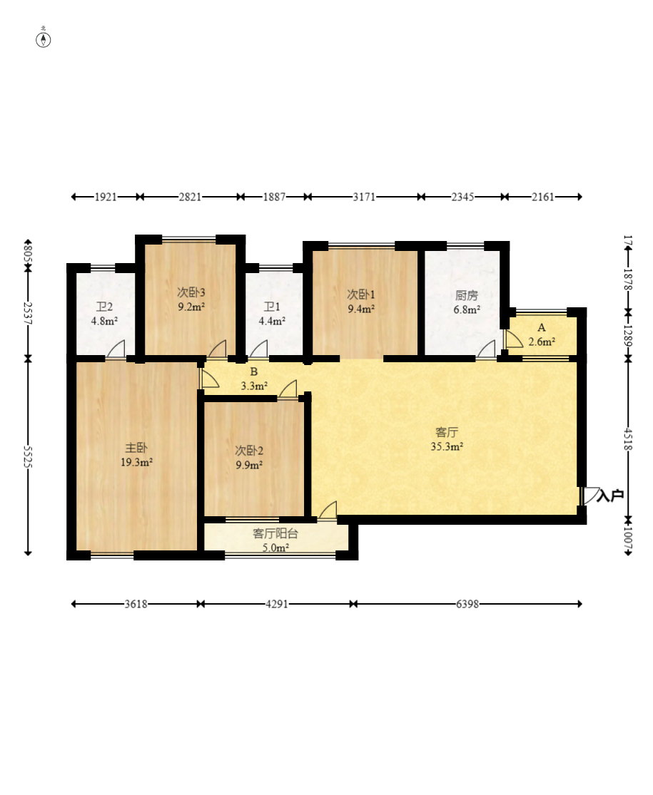 深业睿城 4室2厅2卫 106.8万 深业睿城 4室2厅2卫 106.8万户型图