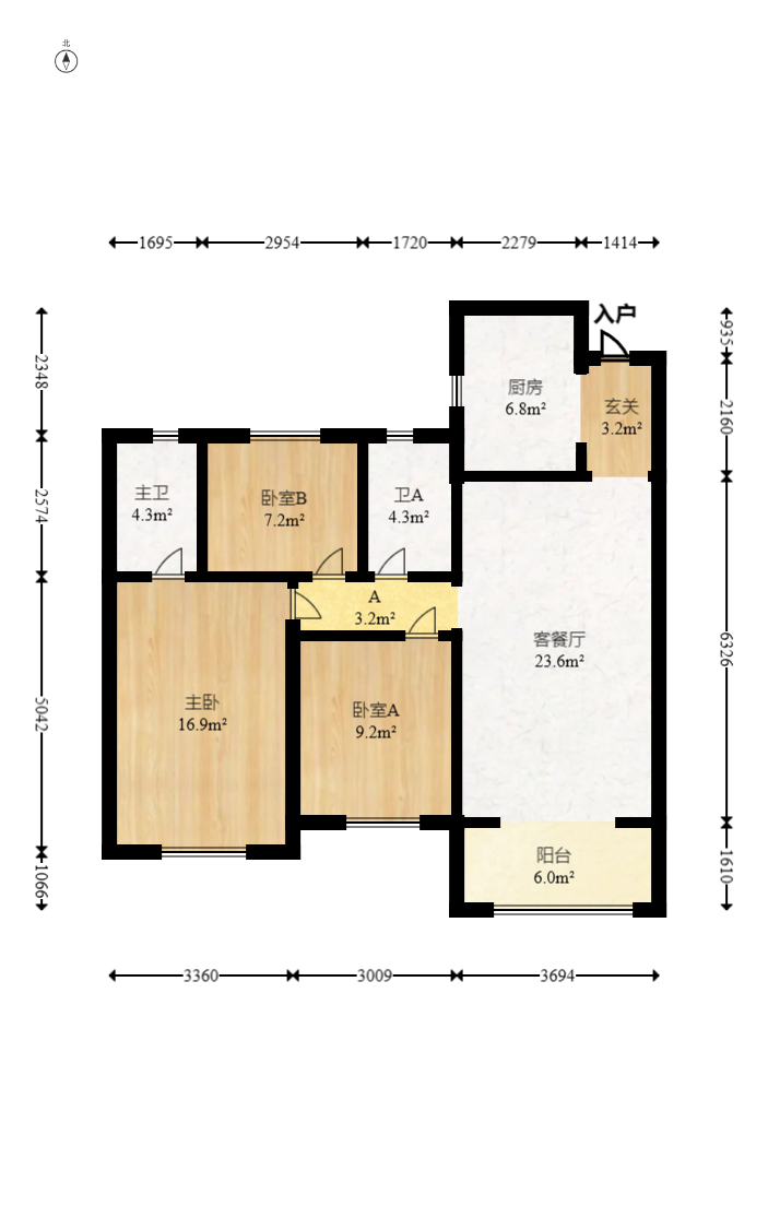 保利海德公园  3室2厅2卫   155.00万室内图1