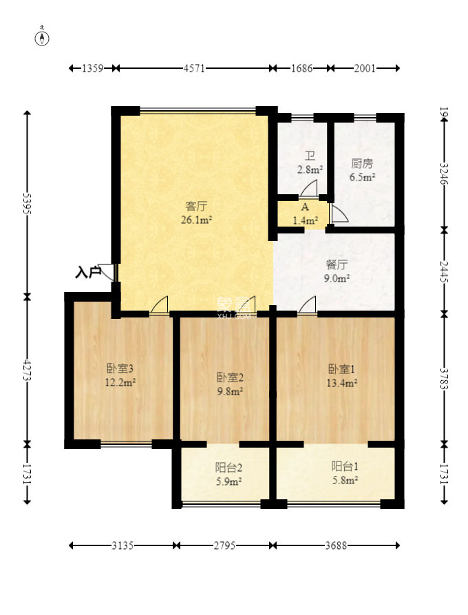 古漢城宿舍（同超集團控股公司）  3室2廳1衛(wèi)   70.00萬