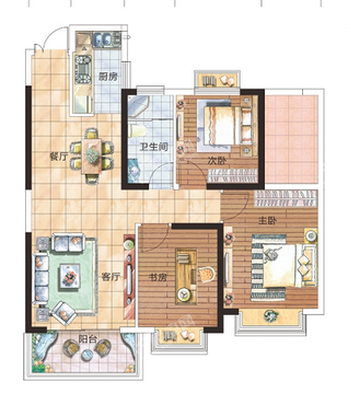 亿都时光 3室2厅1卫 64.8万 亿都时光 3室2厅1卫 64.8万室内图