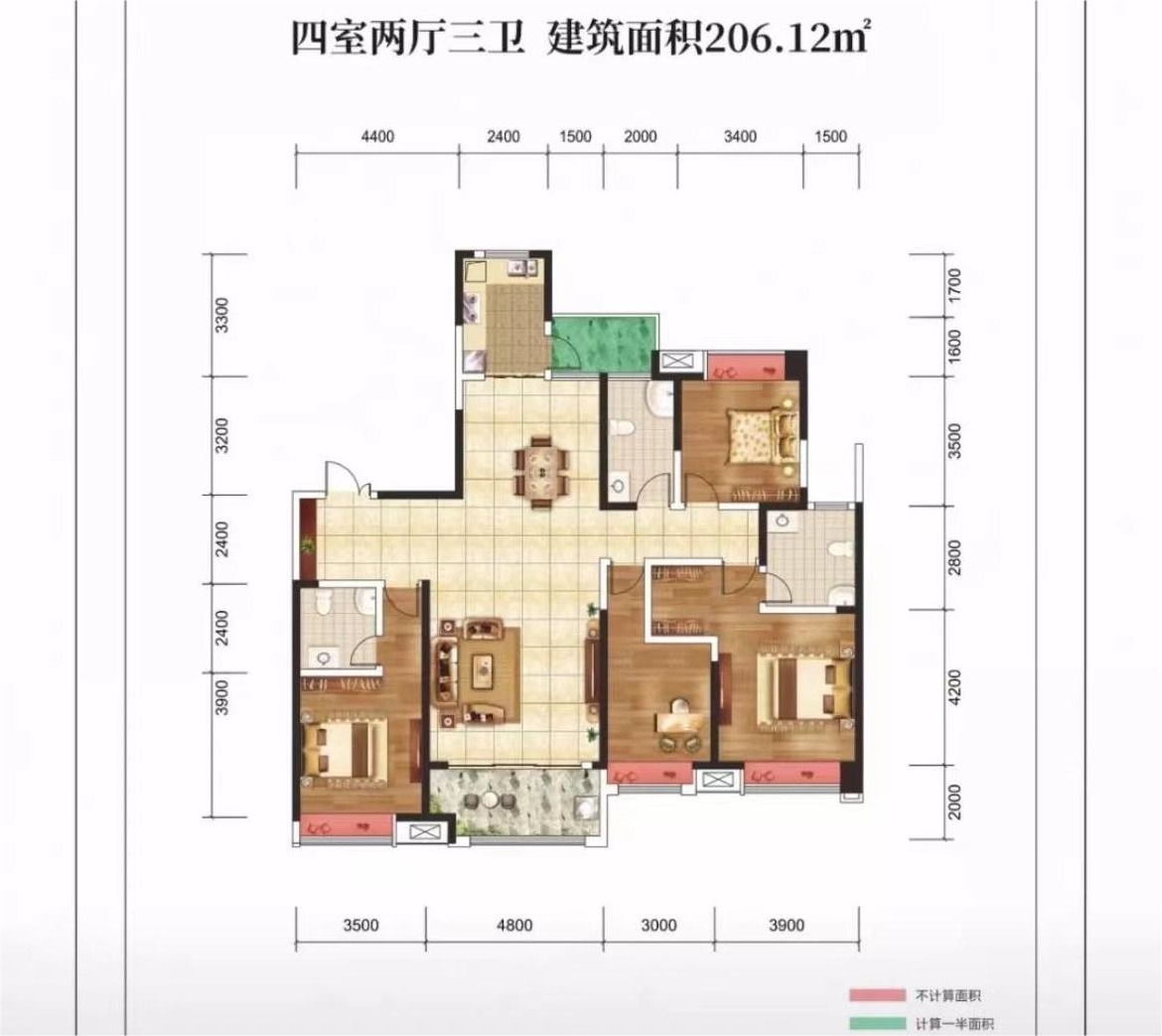华晨神农湾  4室2厅3卫   182.00万