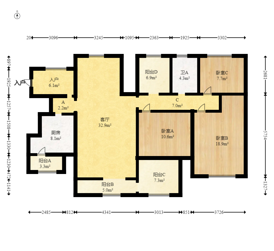 新城新世界一二三期  4室2厅2卫    100.0万 新城新世界一二三期  4室2厅2卫    100.0万户型图