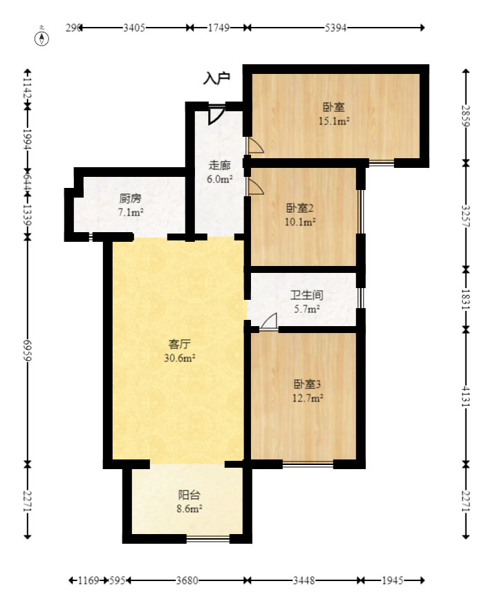 中交中央公园D4区  3室2厅1卫    109.8万室内图1