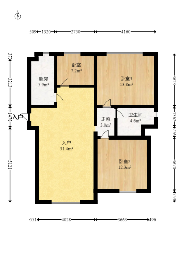中欣楚天雅郡  3室2厅1卫   64.80万室内图1