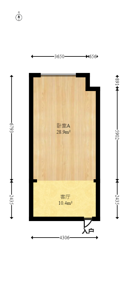 京武浪琴山三期（京武中心）  2室1厅1卫   55.00万室内图1