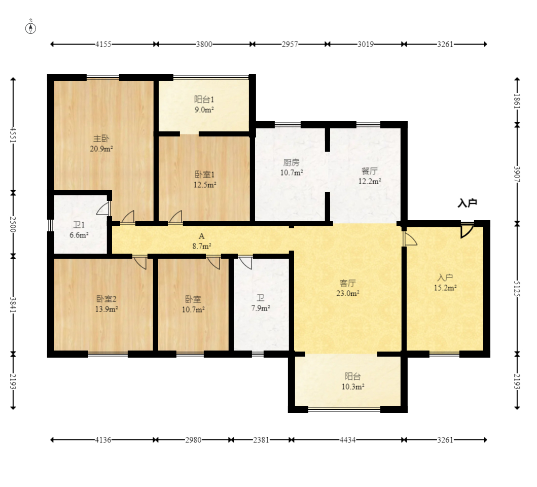 长丰星城 3室2厅2卫 90.0万 长丰星城 3室2厅2卫 90.0万户型图