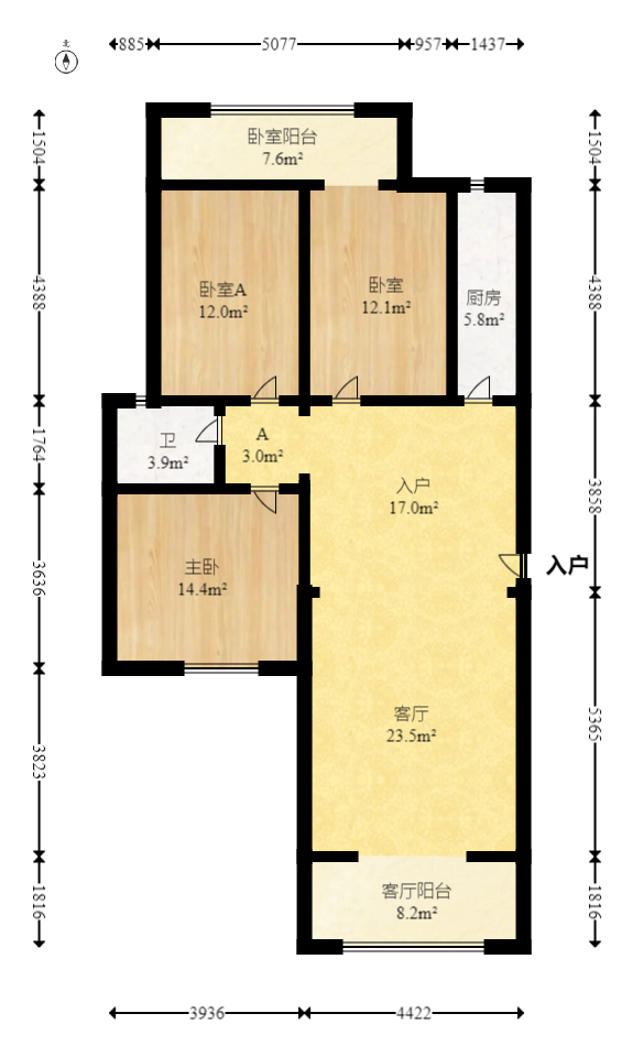 山水人家三期  3室2厅1卫   73.80万室内图1