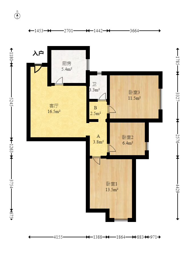 建发中央公园（建发美地）  3室1厅1卫   150.00万室内图1