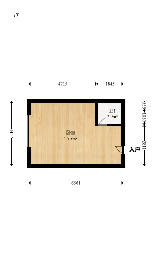 洋湖时代  1室1厅1卫   20.50万室内图1
