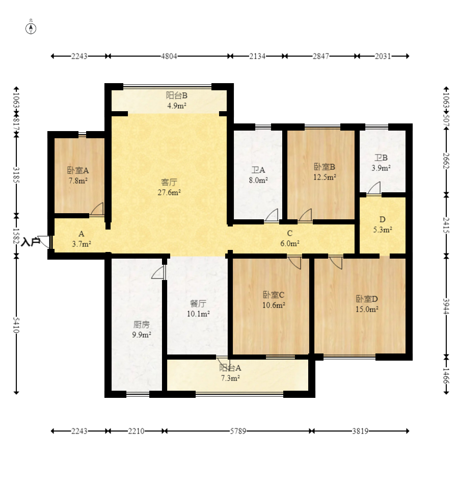 五矿格澜郡  4室2厅1卫   120.00万室内图1