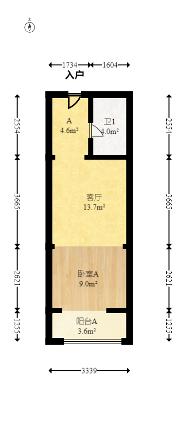 喜盈门范城  1室1厅1卫   35.00万室内图1