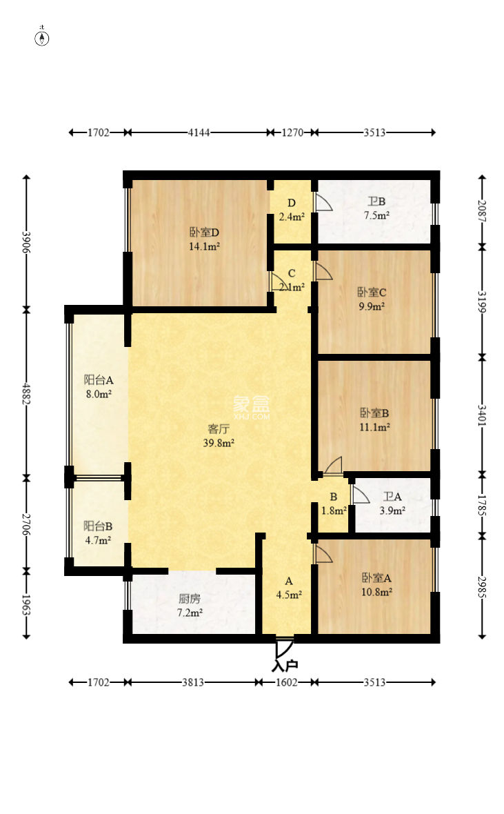 鑫苑木莲世家  4室2厅2卫    125.0万