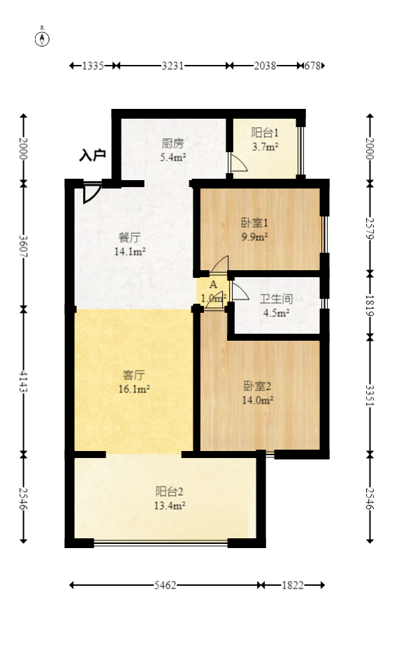 时代倾城四期  2室1厅1卫   68.80万室内图1