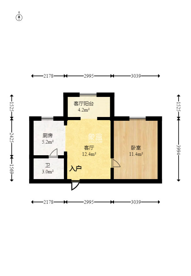 标志浪漫满屋（枫景公寓）  1室1厅1卫   39.80万