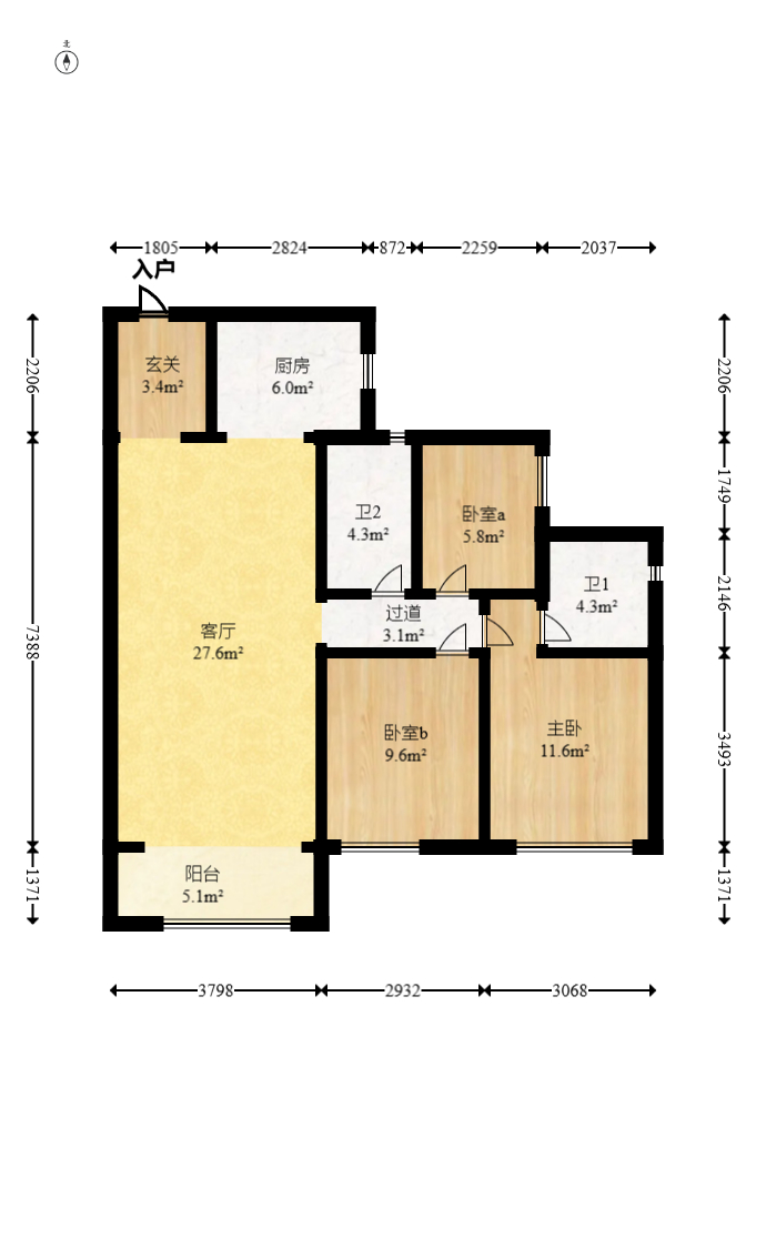 时代年华 3室2厅2卫 85.0万 时代年华 3室2厅2卫 85.0万户型图