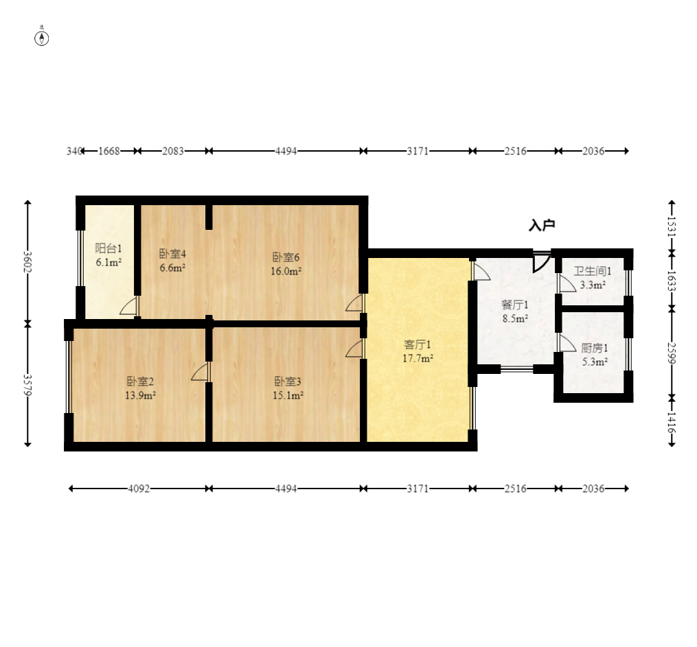 省人大常委会宿舍  3室2厅1卫   151.00万室内图1