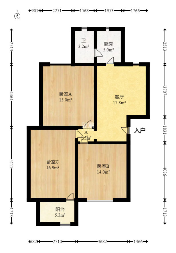 新湘路社区  3室1厅1卫   60.00万