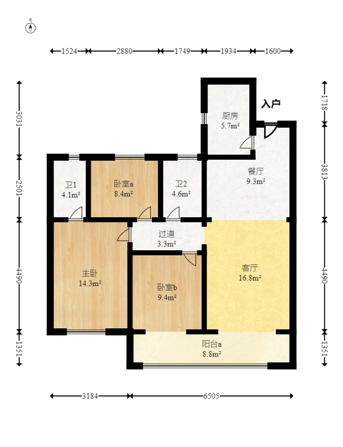 金辉优步学府  3室2厅2卫    70.0万室内图1