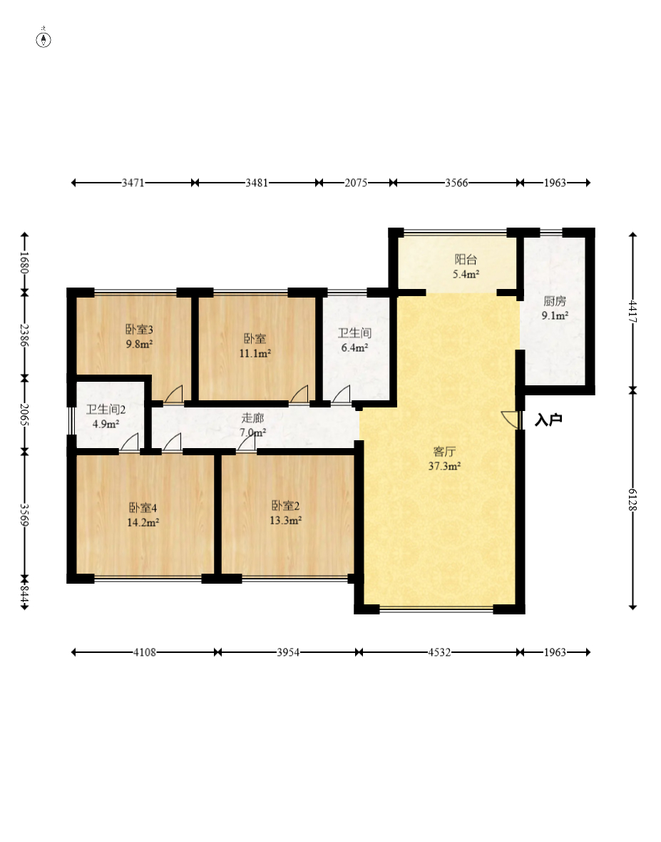金科天悦(金科美邻汇) 4室2厅2卫 71.8万 金科天悦(金科美邻汇) 4室2厅2卫 71.8万户型图