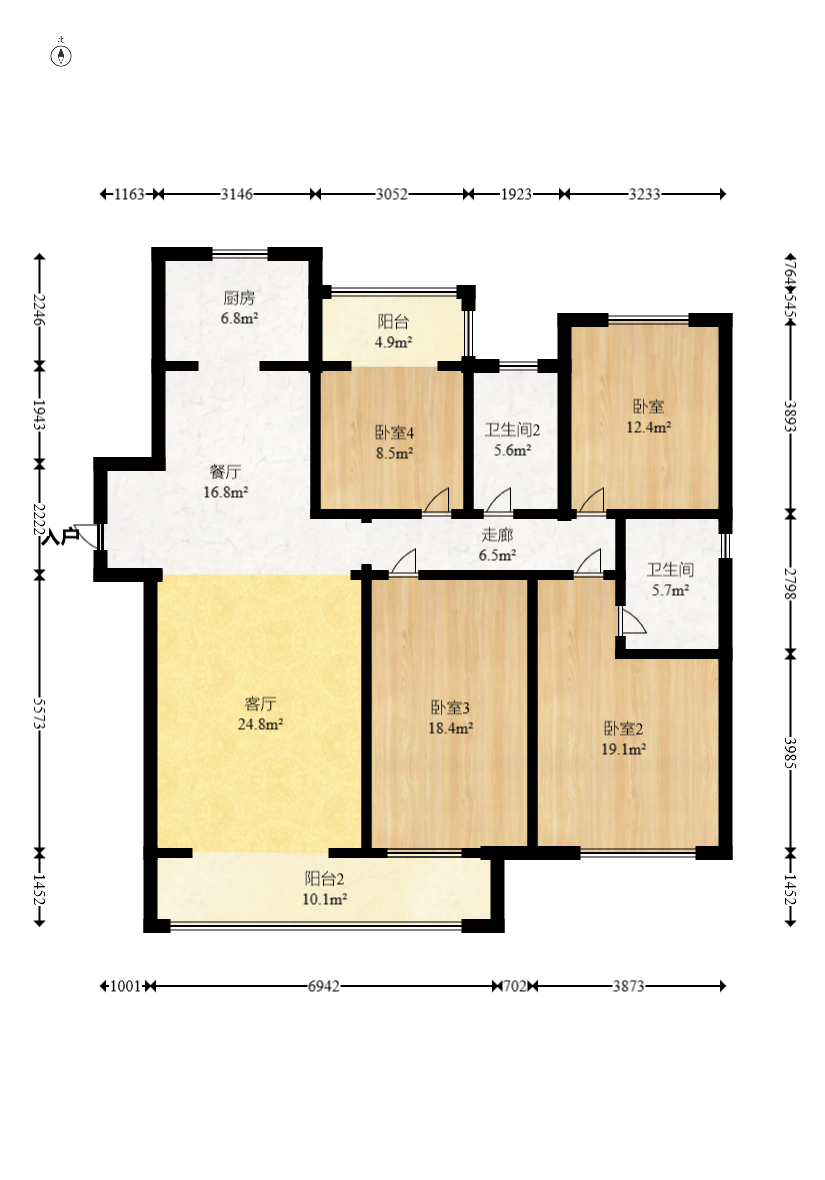 龙湖碧桂园天宸原著  4室2厅2卫   235.00万室内图1
