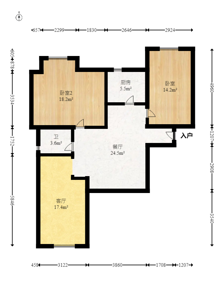 荣盛花语馨苑  3室2厅1卫    70.0万室内图1